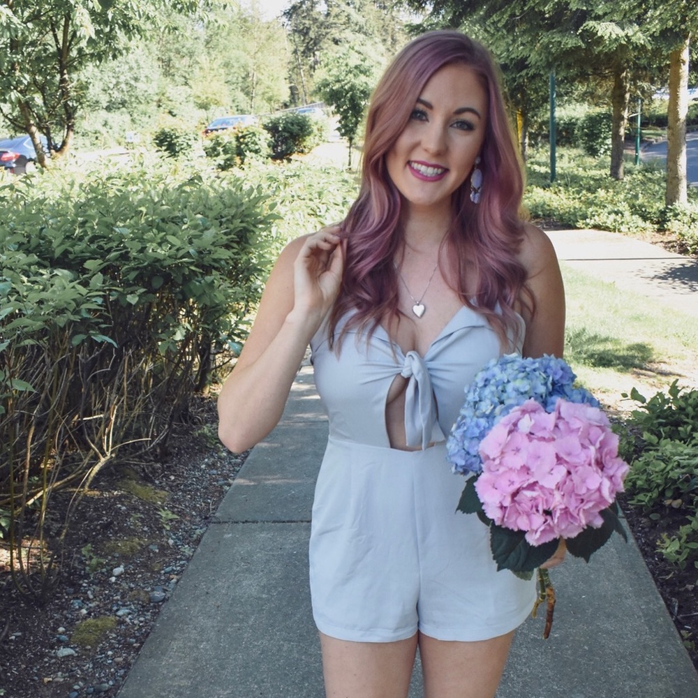 Grey tie front romper